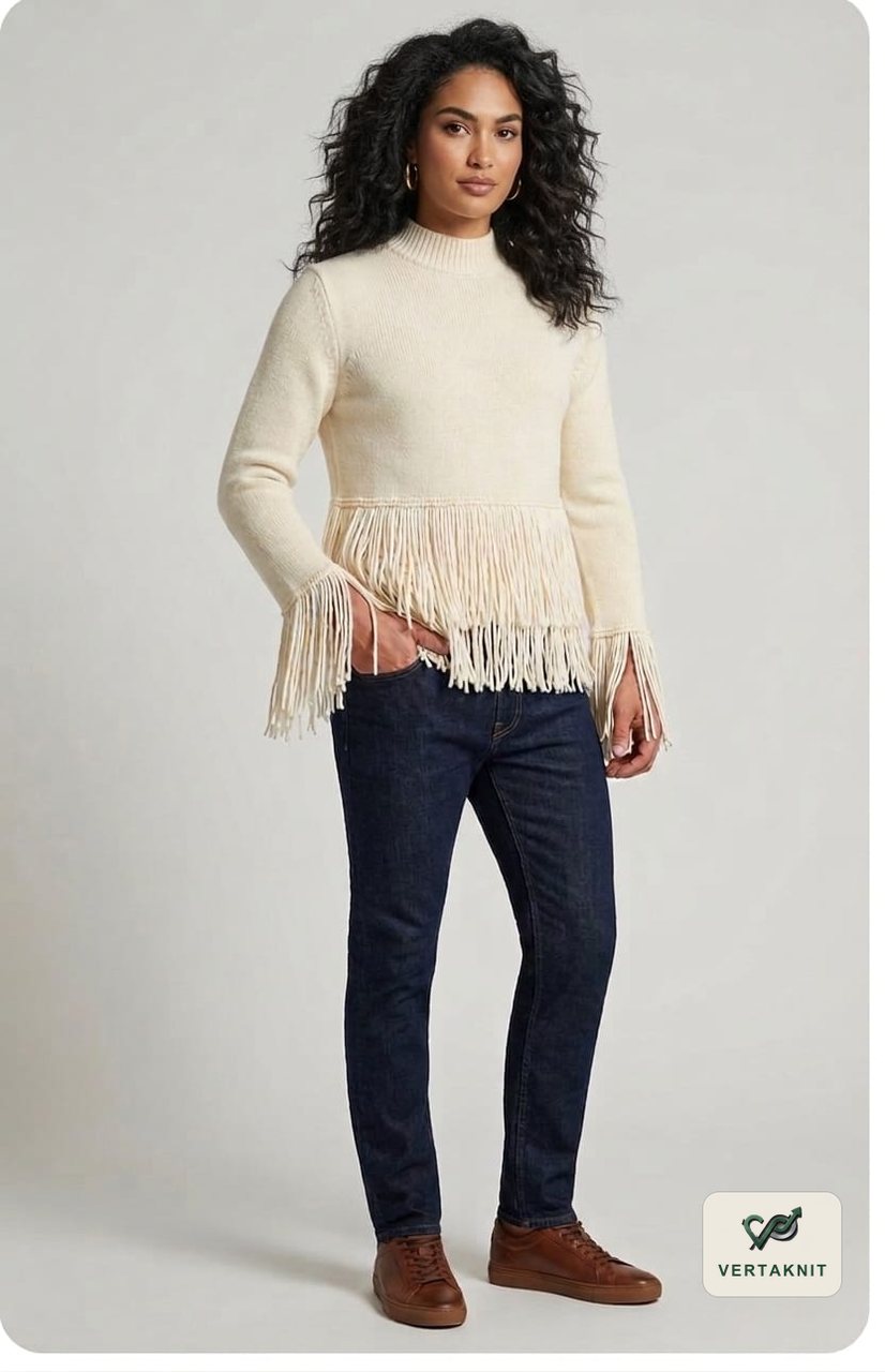 Fringed hem pullover