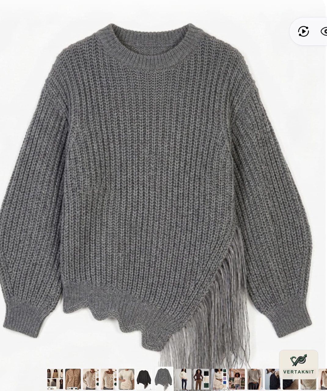 Asymmetric fringe pullover