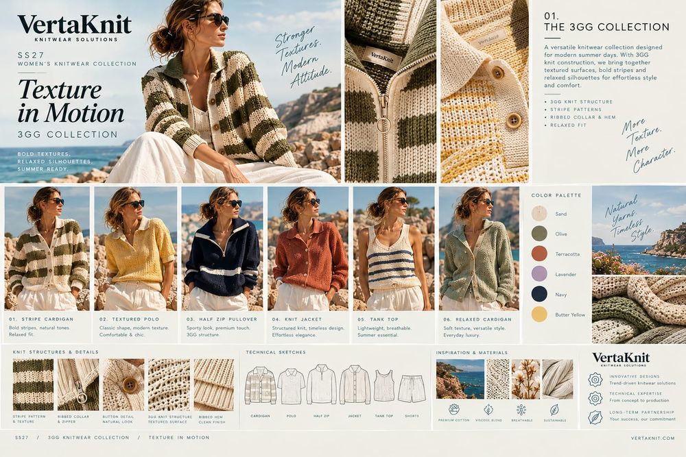 VertaKnit SS27 board, Texture in motion, the 3GG collection