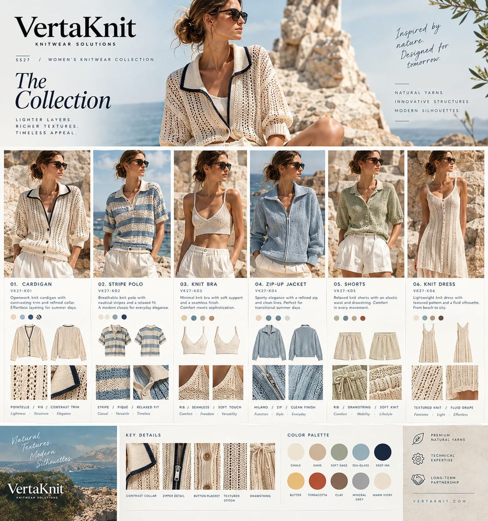 VertaKnit SS27 board, The Collection, lighter layers and richer textures