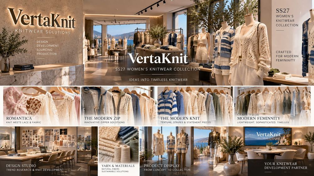VertaKnit SS27 board, SS27 showroom, ideas into timeless knitwear