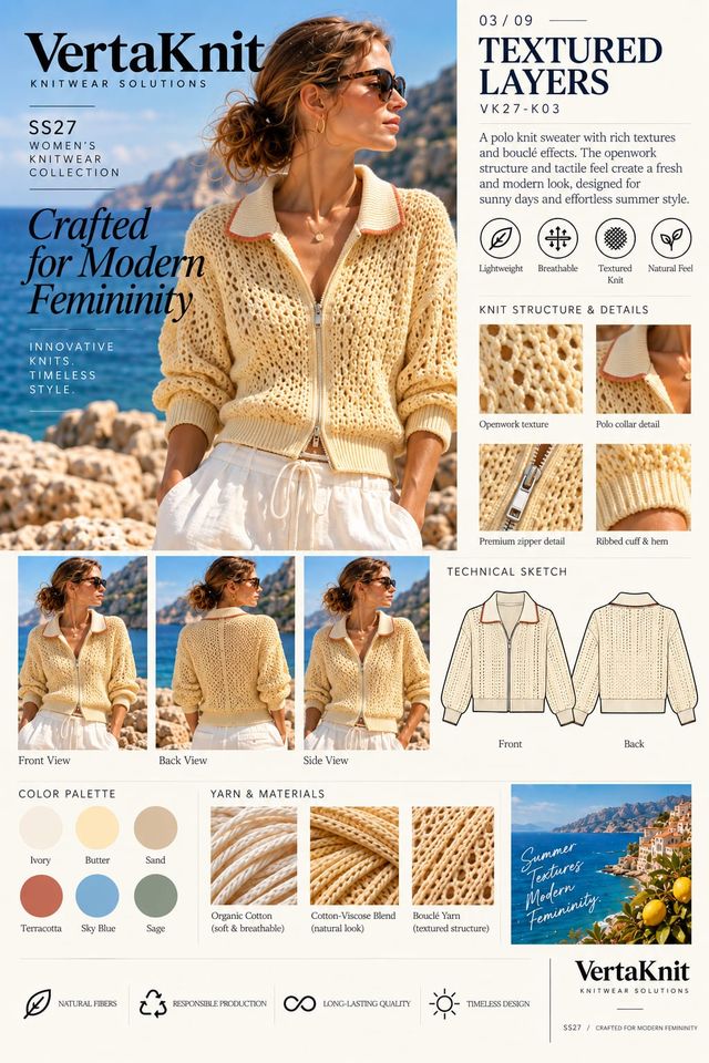 VertaKnit SS27 Crafted for Modern Femininity, Textured Layers knitwear sheet