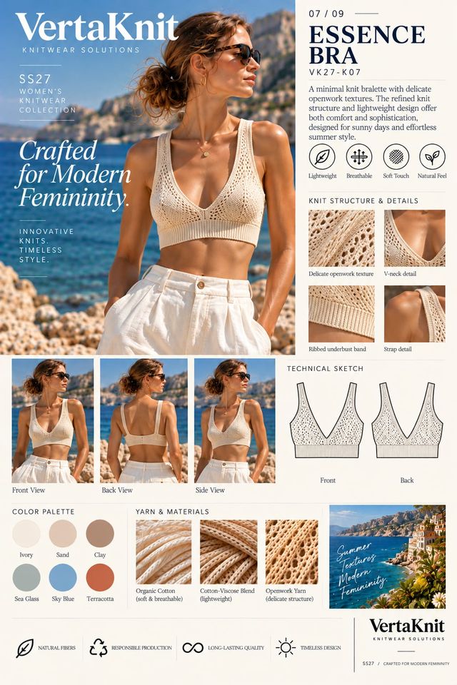 VertaKnit SS27 Crafted for Modern Femininity, Essence Bra knitwear sheet