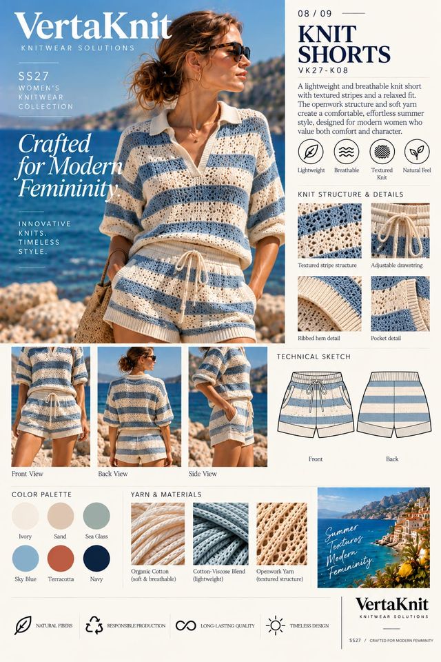 VertaKnit SS27 Crafted for Modern Femininity, Knit Shorts knitwear sheet
