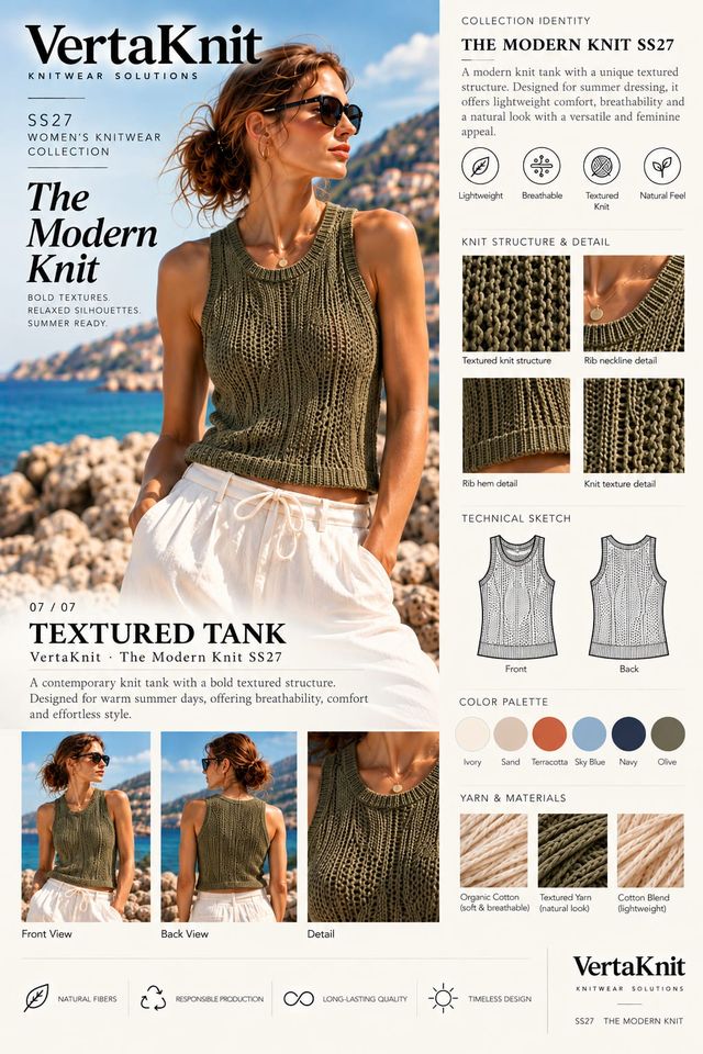 VertaKnit SS27 The Modern Knit, Textured Tank knitwear sheet
