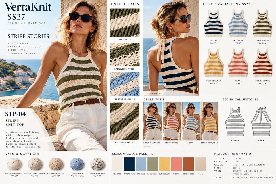VertaKnit SS27 Stripe Stories, Stripe Knit Top knitwear sheet